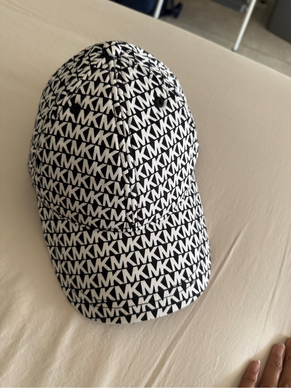 Michael Kors Black & White MK Logo Baseball Cap